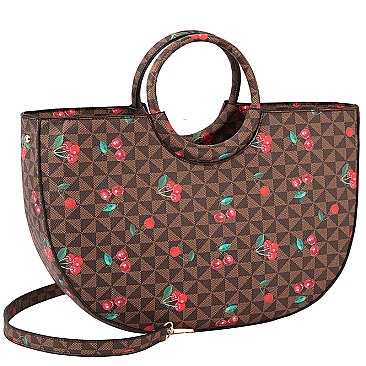 Monogram Cherry Print 2-in-1 Satchel