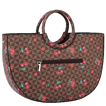 Monogram Cherry Print 2-in-1 Satchel