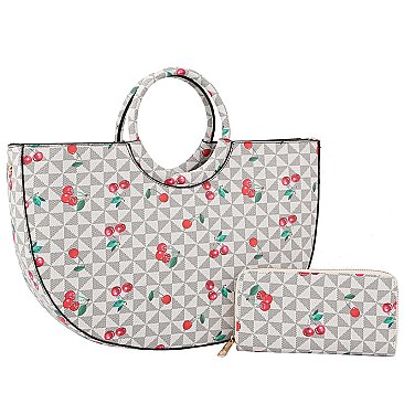 Monogram Cherry Print 2-in-1 Satchel