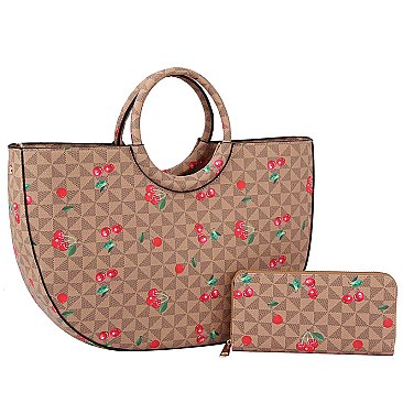 Monogram Cherry Print 2-in-1 Satchel