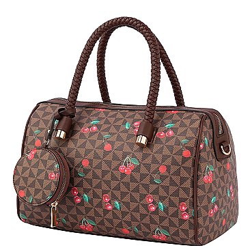 Monogram Cherry Print 3-in-1 Boston Bag