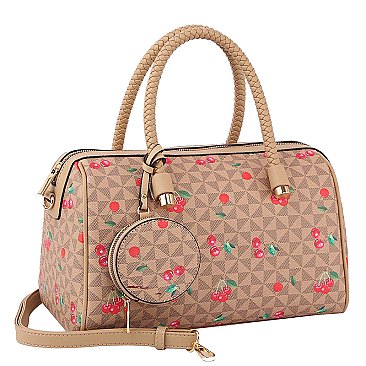 Monogram Cherry Print 3-in-1 Boston Bag