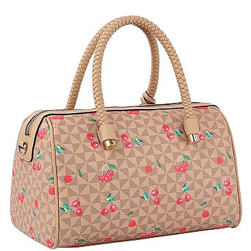 Monogram Cherry Print 3-in-1 Boston Bag