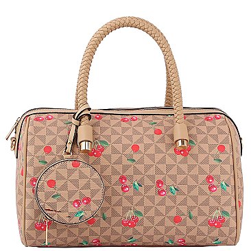 Monogram Cherry Print 3-in-1 Boston Bag