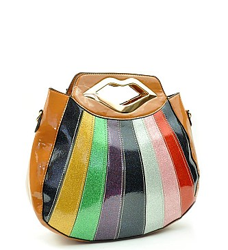 FANCY MULTI COLOR STRIPE SATCHEL BAG