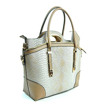 SW3617 EMBOSSED-TEXTURED SNAKE PRINT 3-Piece Tote SET