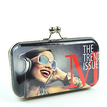 M TRENDS HARD CASE MAGAZINE PRINT CLUTCH