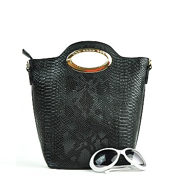 SW3617 EMBOSSED-TEXTURED SNAKE PRINT 3-Piece Tote SET