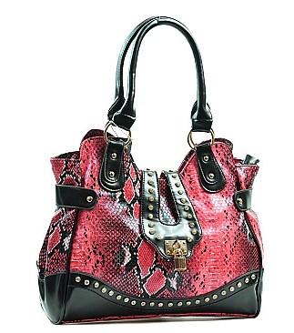 Padlock Snake Print Tote  Bag