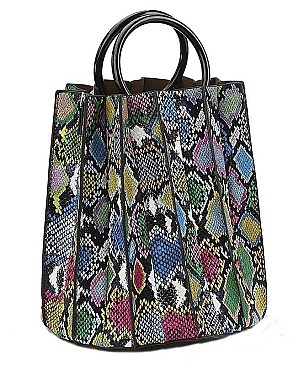 HOT FASHION SNAKE PRINT MULTI COLORED TOTE BAG