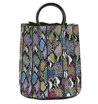 HOT FASHION SNAKE PRINT MULTI COLORED TOTE BAG