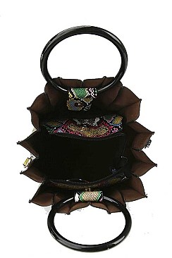 HOT FASHION SNAKE PRINT MULTI COLORED TOTE BAG