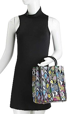 HOT FASHION SNAKE PRINT MULTI COLORED TOTE BAG