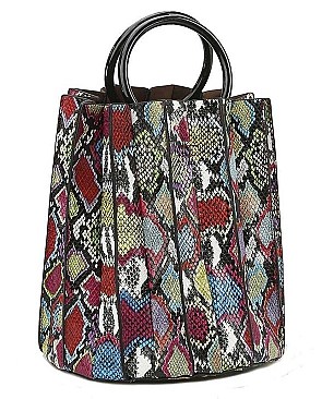 HOT FASHION SNAKE PRINT MULTI COLORED TOTE BAG
