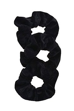 PACK OF 12 FASHIONABLE 3PC BLACK SCRUNCHIE SET