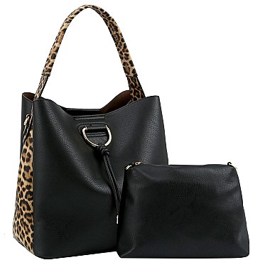 2 in 1 Knot Accent Leopard Cheetah Print Hobo