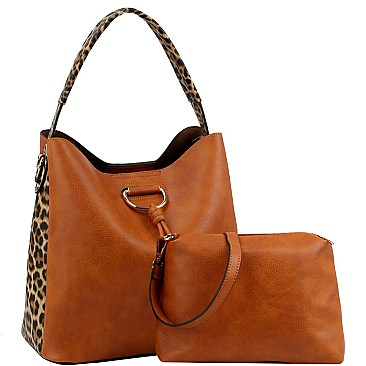 2 in 1 Knot Accent Leopard Cheetah Print Hobo