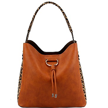 2 in 1 Knot Accent Leopard Cheetah Print Hobo