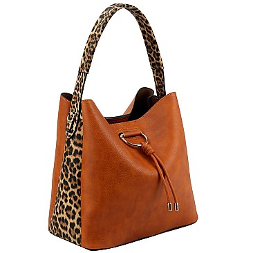 2 in 1 Knot Accent Leopard Cheetah Print Hobo