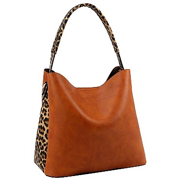 2 in 1 Knot Accent Leopard Cheetah Print Hobo