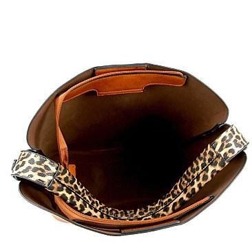 2 in 1 Knot Accent Leopard Cheetah Print Hobo