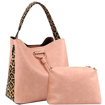 2 in 1 Knot Accent Leopard Cheetah Print Hobo