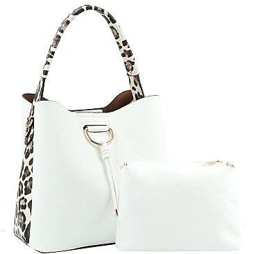2 in 1 Knot Accent Leopard Cheetah Print Hobo