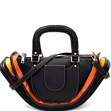 Color Block Accordion Multi-Pocket Satchel MH-DW7095