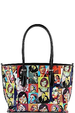 3IN1 OBAMA PAINTING ART SATCHEL CROSS BODY AND WALLET SET