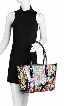 3IN1 OBAMA PAINTING ART SATCHEL CROSS BODY AND WALLET SET