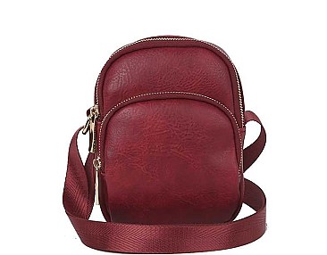 ROUND ZIPPER STYLISH SMOOTH CROSSBODY BAG