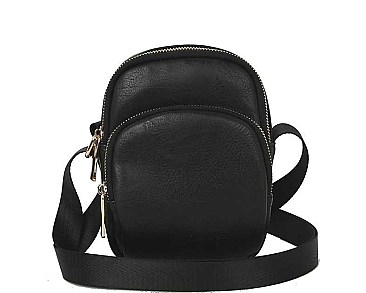 ROUND ZIPPER STYLISH SMOOTH CROSSBODY BAG