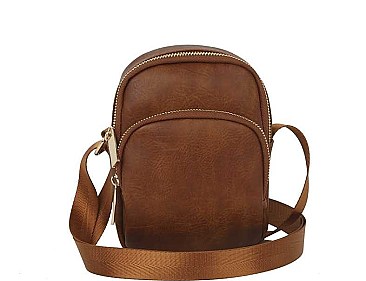 ROUND ZIPPER STYLISH SMOOTH CROSSBODY BAG