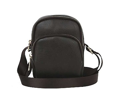 ROUND ZIPPER STYLISH SMOOTH CROSSBODY BAG
