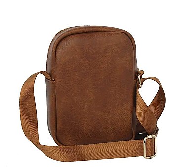 ROUND ZIPPER STYLISH SMOOTH CROSSBODY BAG