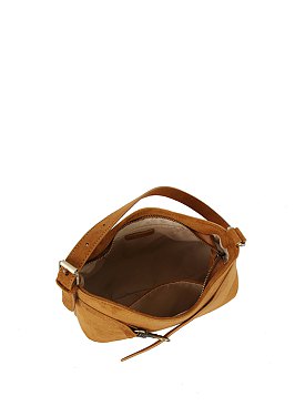 Faux Suede Belted Shoulder Bag