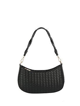 Twisted Handle Woven Shoulder Bag