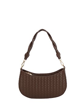 Twisted Handle Woven Shoulder Bag
