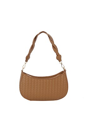 Twisted Handle Woven Shoulder Bag