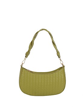Twisted Handle Woven Shoulder Bag
