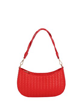 Twisted Handle Woven Shoulder Bag