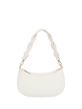 Twisted Handle Woven Shoulder Bag