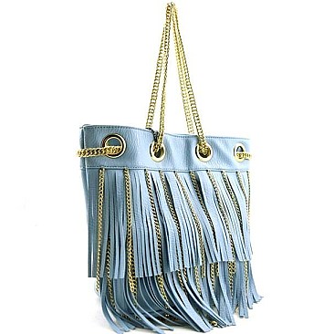 Chain Fringed Fashionable Gold-tone Chain Shoulder Bag