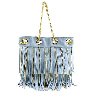 Chain Fringed Fashionable Gold-tone Chain Shoulder Bag