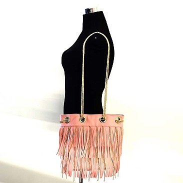 Chain Fringed Fashionable Gold-tone Chain Shoulder Bag