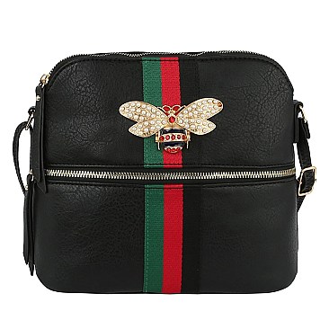 Queen Bee Stripe Crossbody - Messenger Bag