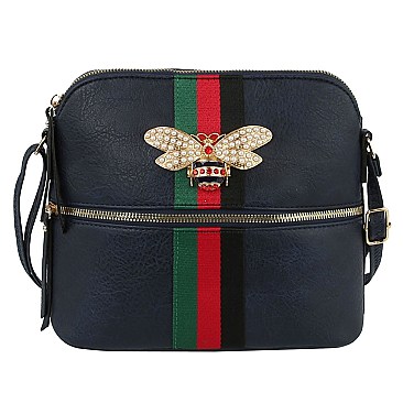 Queen Bee Stripe Crossbody - Messenger Bag