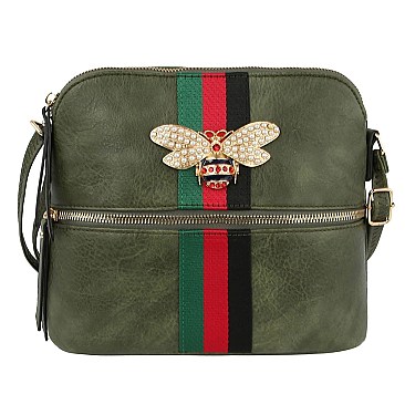 Queen Bee Stripe Crossbody - Messenger Bag