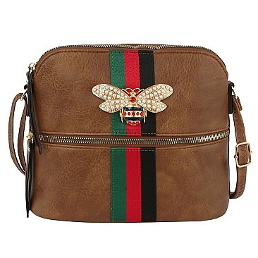 Queen Bee Stripe Crossbody - Messenger Bag