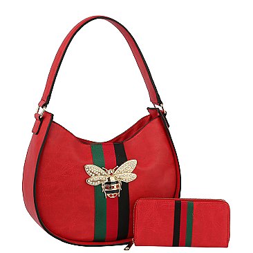 Queen Bee Stripe 2-in-1 Shoulder Bag Hobo